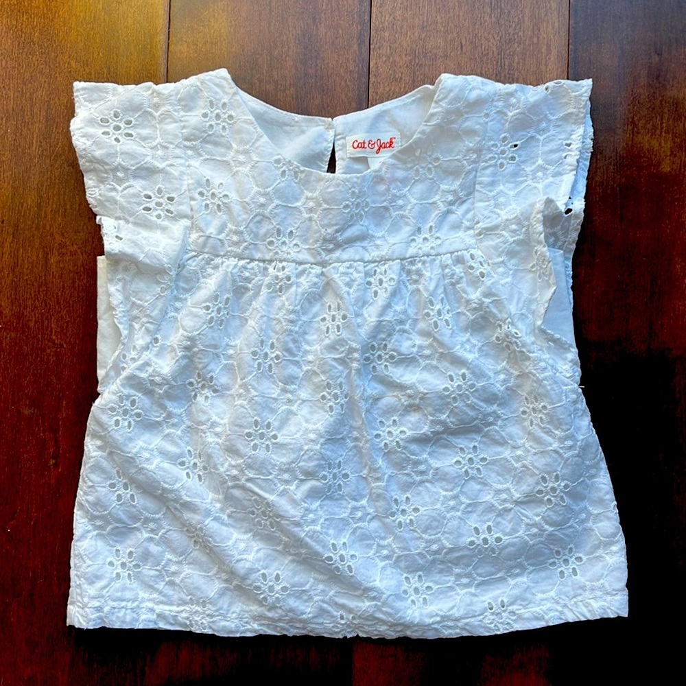 Cat & Jack Girls Eyelet Top